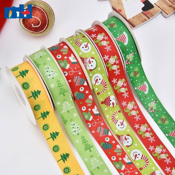silk screen printing ribbon with Christmas patterns 
