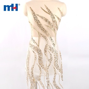 Gold Rhinestone Sequins Tulle Fabric