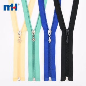No.5 Nylon Zipper with Decorative Pullers