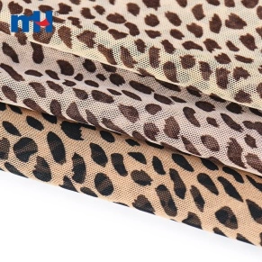 Leopard Printed Polyester Spandex Mesh Fabric